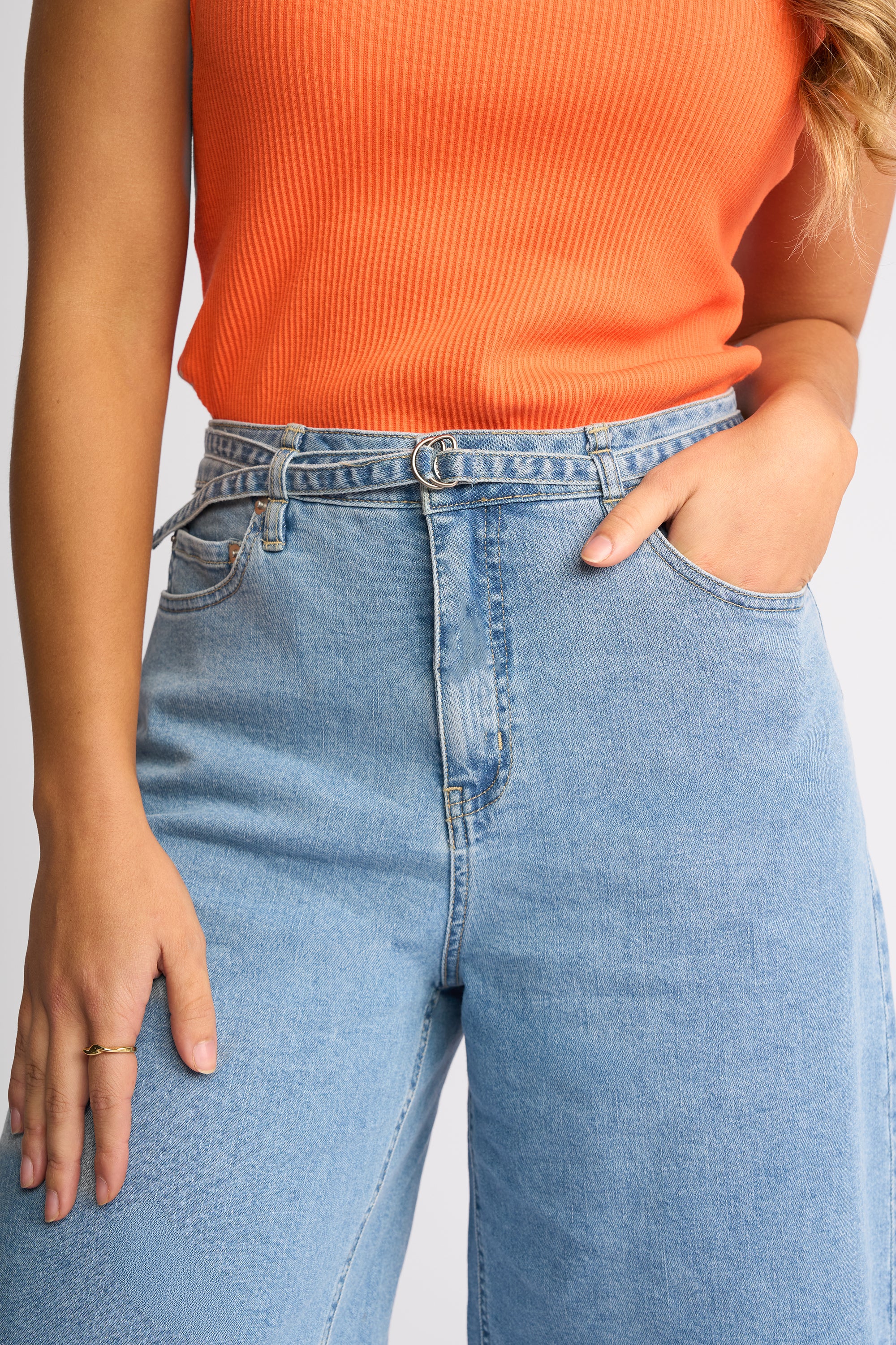KNEWE ZURI LONGLINE WIDE LEG JORT WITH BELT SHORT