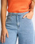KNEWE ZURI LONGLINE WIDE LEG JORT WITH BELT SHORT