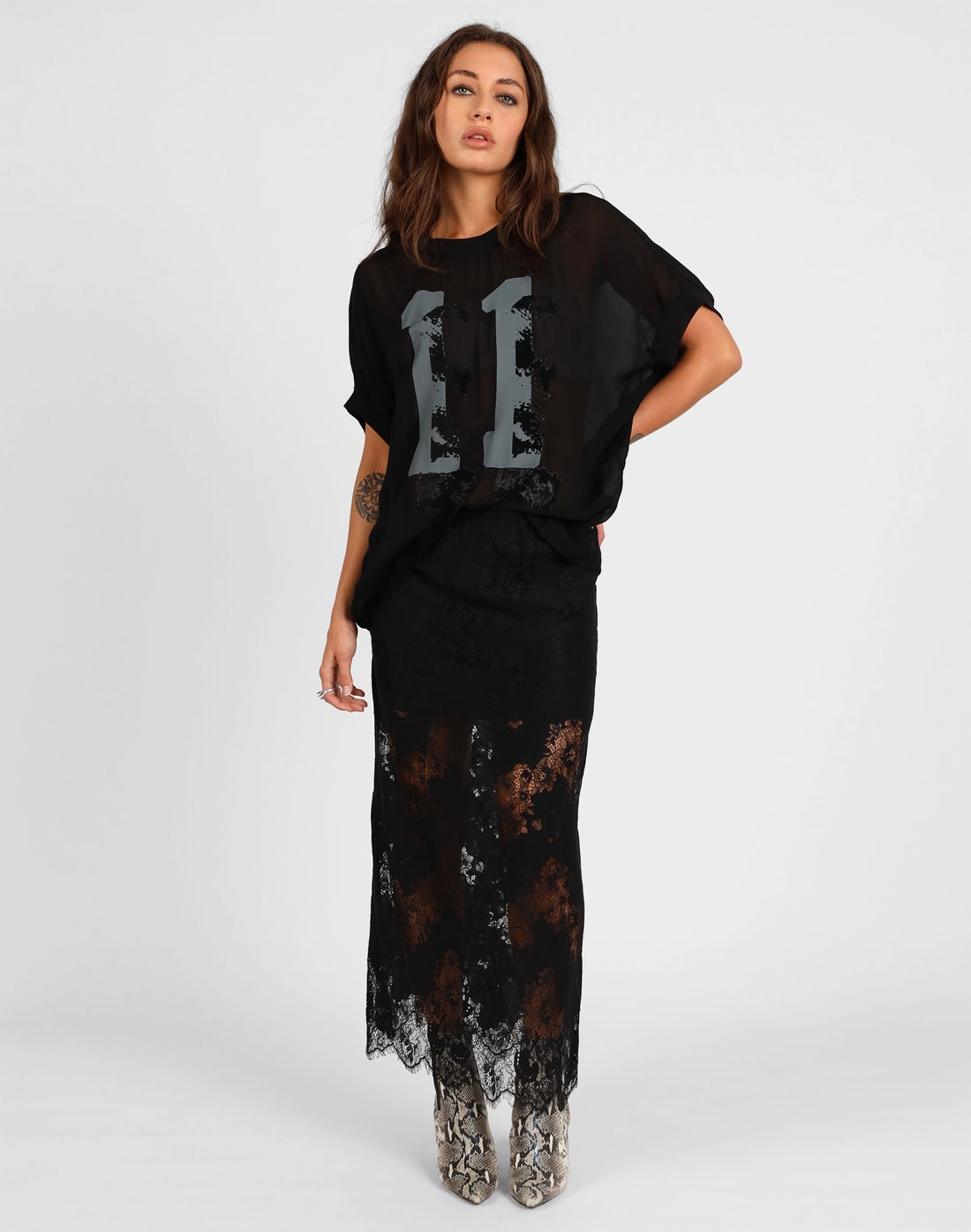 STORM LACE MIDI SKIRT