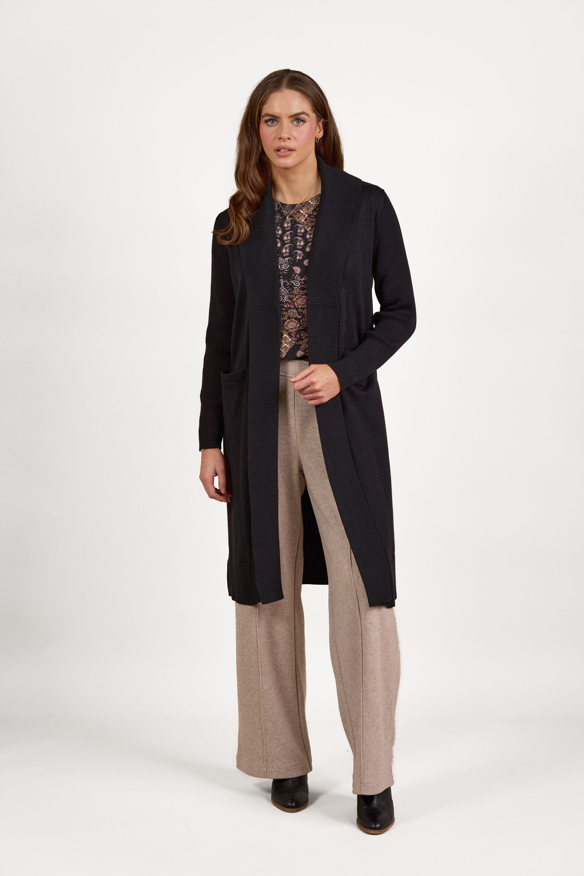 VASSALLI OPEN LONGLINE CARDI WITH POCKETS