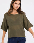 RE:UNION SUNRISE KHAKI SS CROCHET KNIT TOP