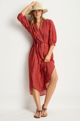 SEA LEVEL VACAY BOHO LONG SHIRT DRESS