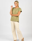VASSALLI DROP SLEEVE TOP WITH STEPPED HEM