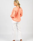 VASSALLI STITCHED COLLAR AND PLACKET SHIRT WITH BALLOON SLEEVE