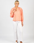 VASSALLI STITCHED COLLAR AND PLACKET SHIRT WITH BALLOON SLEEVE