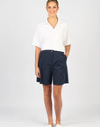 VASSALLI WIDE LEG ABOVE KNEE SHORT WITH PLEAT DETAIL