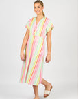 VASSALLI DROP SHOULDER DRESS WITH WRAP BODICE