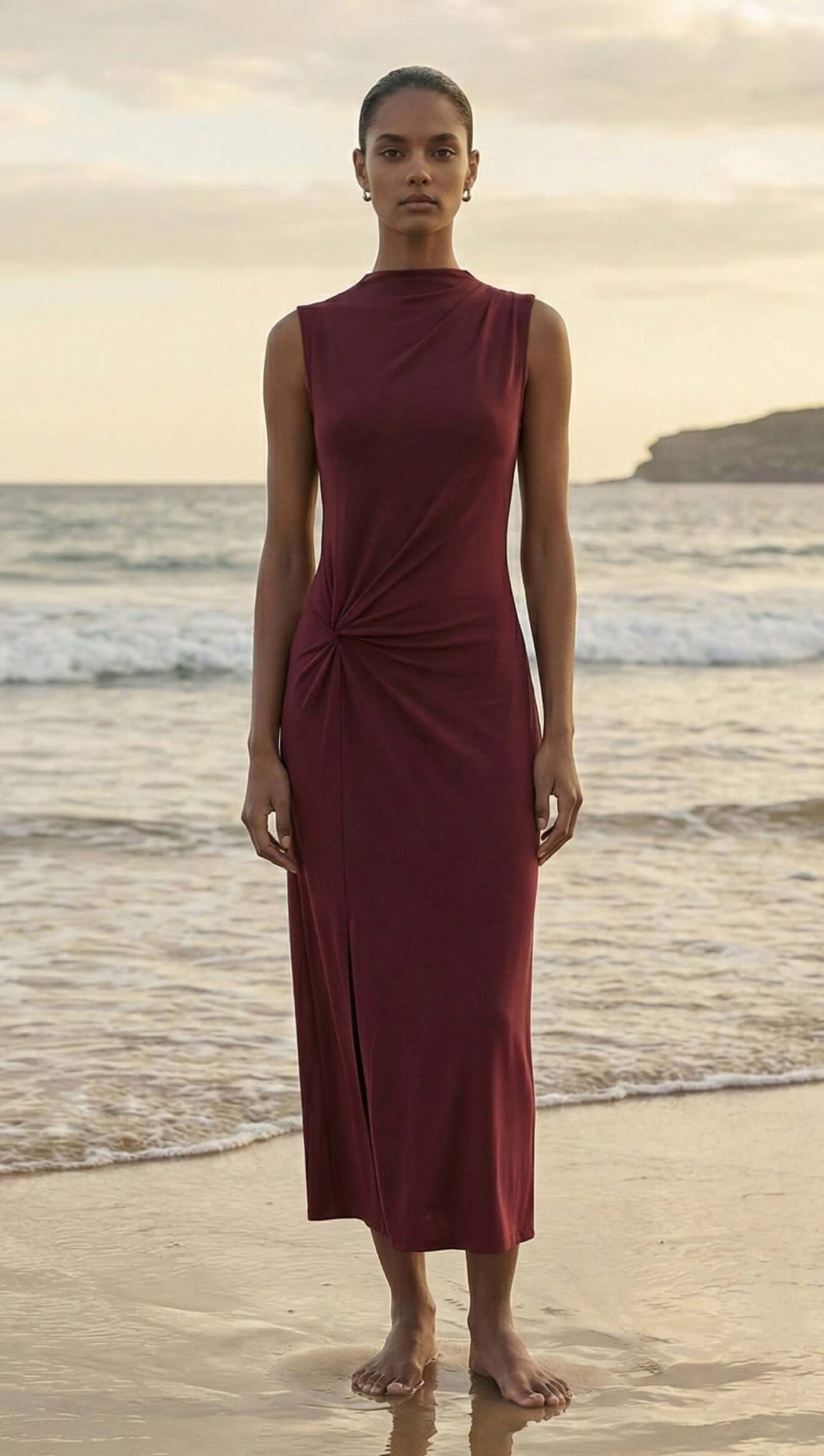 STAPLE THE LABEL VELO TWIST MIDI DRESS