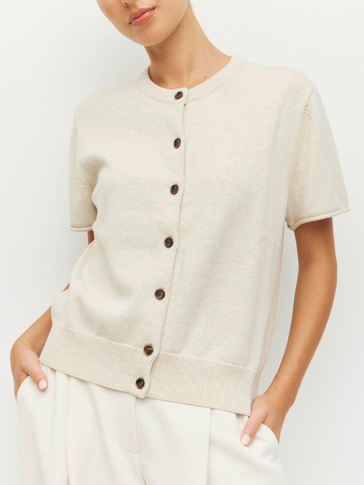 JULIETTE HOGAN TWIN T CARDI ( COTTON KNIT )