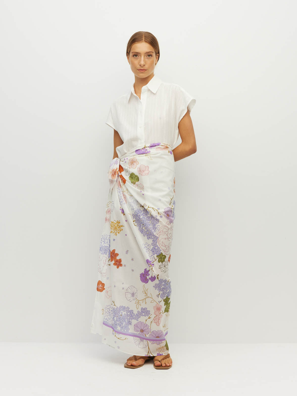 JULIETTE HOGAN BORDER SARONG (AFTERGLOW FLORAL COTTON)