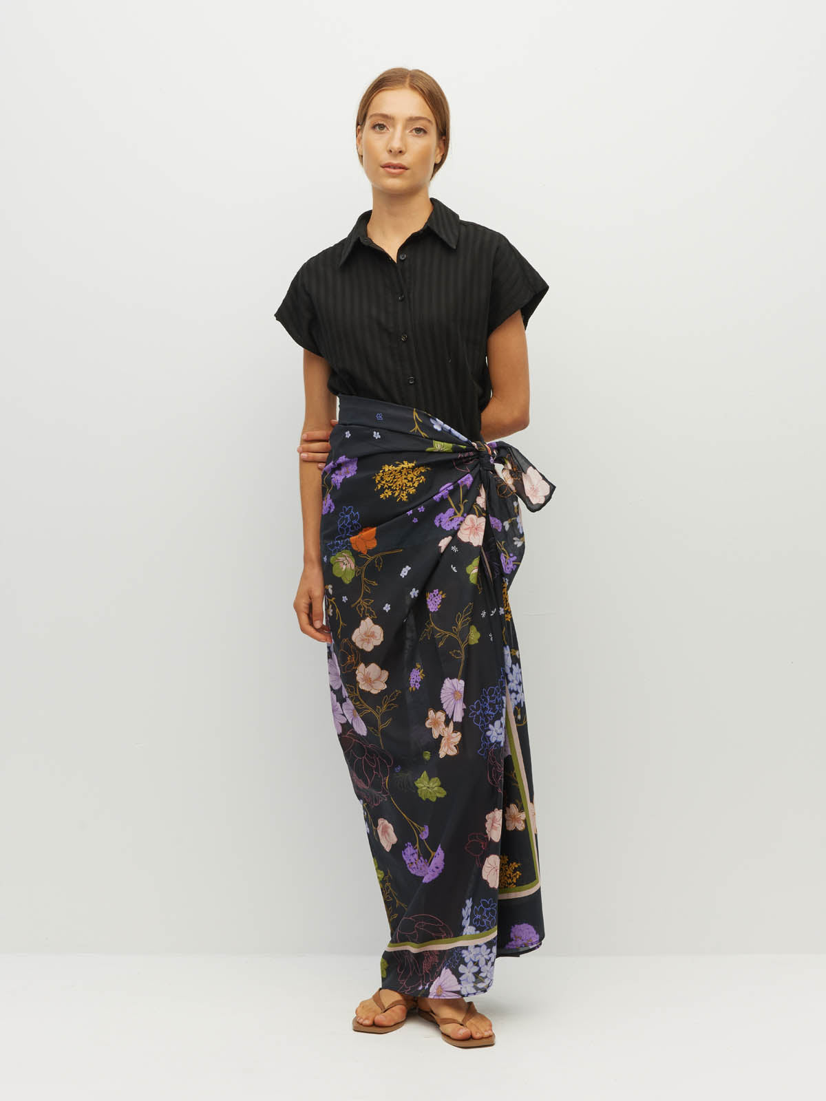 JULIETTE HOGAN BORDER SARONG (AFTERGLOW FLORAL COTTON)