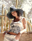 BRIXTON HELENA STRAW SUN HAT - MIDNIGHT BLUE