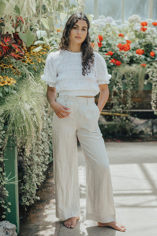 AMONG THE BRAVE ISLAND LINEN PLEAT FRONT PANT